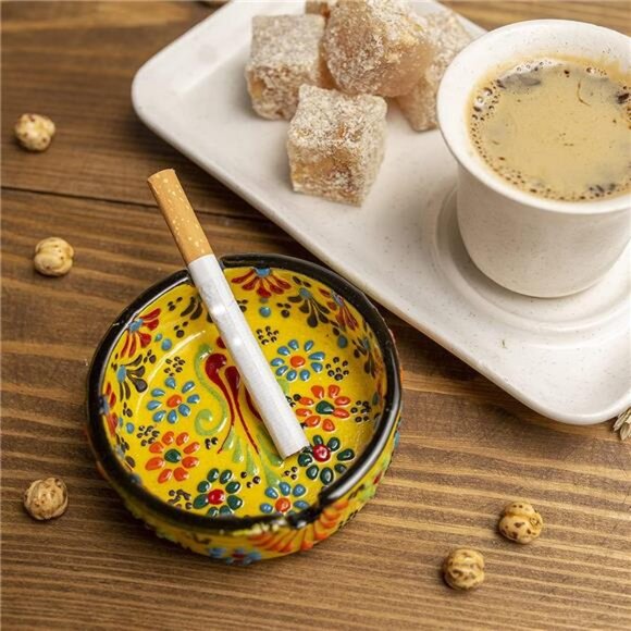 Set of 4Ashtrays Cute Hand-Paint Ceramic Cigar Ashtray Outdoor Cigarette AshTray - Picture 6 of 8